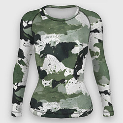 Женский рашгард Зеленый фактурный камуфляж