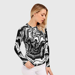 Рашгард женский Закрученные волны - чб абстракция, цвет: 3D-принт — фото 2