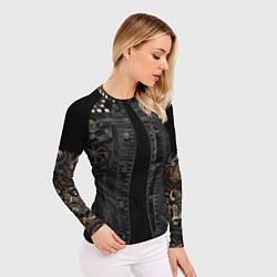 Рашгард женский Джинсовка с славянским викингом и татуировками, цвет: 3D-принт — фото 2