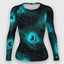 Женский рашгард Светящиеся перья павлина паттерн