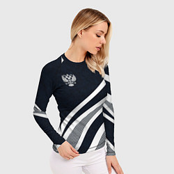 Рашгард женский Герб России тёмно-синий с белым, цвет: 3D-принт — фото 2