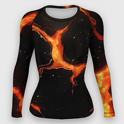 Женский рашгард Оранжевый разлом на черной текстуре