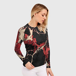 Рашгард женский Красно-черная потертая текстура, цвет: 3D-принт — фото 2