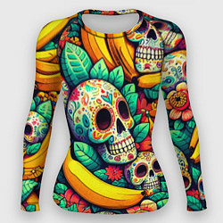 Женский рашгард Паттерн из черепов и бананов - нейроарт
