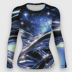 Рашгард женский Закрученные линии и звезды - космическая абстракци, цвет: 3D-принт