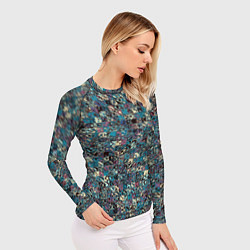 Рашгард женский Бордово-голубой квадратный паттерн, цвет: 3D-принт — фото 2