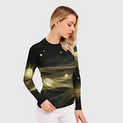 Рашгард женский Золотистый свет на черной текстуре, цвет: 3D-принт — фото 2