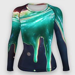Рашгард женский Текстура стекающая зеленая клякса, цвет: 3D-принт