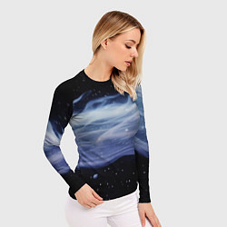 Рашгард женский Синяя волна в космосе - текстура, цвет: 3D-принт — фото 2