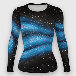 Рашгард женский Синяя абстрактная текстура на черном, цвет: 3D-принт