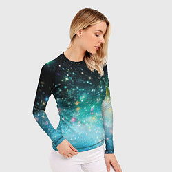 Рашгард женский Бирюзовые блестки фон, цвет: 3D-принт — фото 2