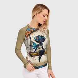 Рашгард женский Аниме фея с цветами на качелях, цвет: 3D-принт — фото 2