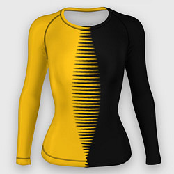 Рашгард женский Чёрно-жёлтый пополам с переходом, цвет: 3D-принт