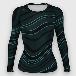 Женский рашгард Тёмный синий волнистые полосы