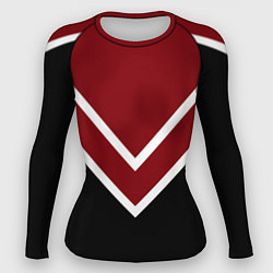 Женский рашгард Красный с чёрным и белые полосы