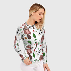 Рашгард женский Бобер и полено, цвет: 3D-принт — фото 2
