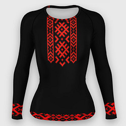 Рашгард женский Славянский узор и орнамент на черном - вышиванка р, цвет: 3D-принт