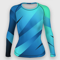 Рашгард женский Сине-голубой абстрактные полосы, цвет: 3D-принт
