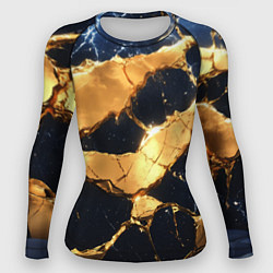 Женский рашгард Золотая текстура на синем