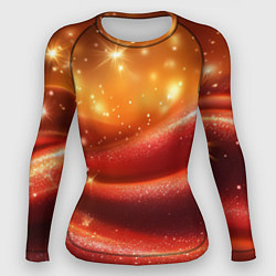 Рашгард женский Красная волнистая текстура с блеском, цвет: 3D-принт
