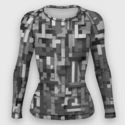 Рашгард женский Серый геометричные полоски, цвет: 3D-принт