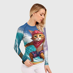 Рашгард женский Кот на волне, цвет: 3D-принт — фото 2