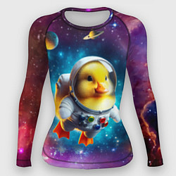 Рашгард женский Прикольный утёнок бравый космонавт - нейроарт, цвет: 3D-принт