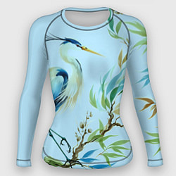 Рашгард женский Акварельная цапля у пруда, цвет: 3D-принт