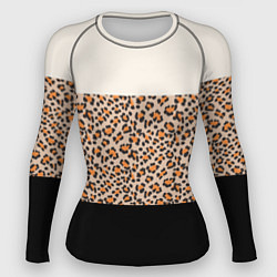 Женский рашгард Леопардовый паттерн с черной и бежевой полосой