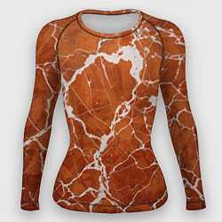 Рашгард женский Темно-оранжевый мрамор, цвет: 3D-принт