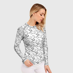 Рашгард женский Черно белый ягодный узор ретро, цвет: 3D-принт — фото 2