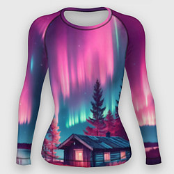 Женский рашгард Лиловое сияние над лесом