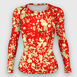 Рашгард женский Пятнистый красно-жёлтый, цвет: 3D-принт