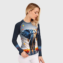 Рашгард женский Геометрический слон и цветные полигоны, цвет: 3D-принт — фото 2