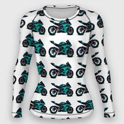 Рашгард женский Motorbike light blue, цвет: 3D-принт