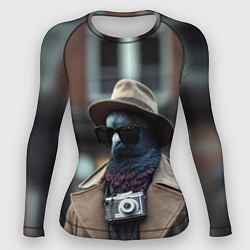 Рашгард женский Голубь шпион с ретро фотокамерой, цвет: 3D-принт