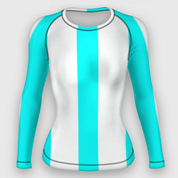 Рашгард женский Color light blue white lines, цвет: 3D-принт