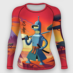 Рашгард женский Бендер ниндзя в Японском пейзаже, цвет: 3D-принт