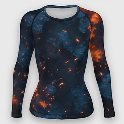 Рашгард женский Синий камуфляж с искрами, цвет: 3D-принт