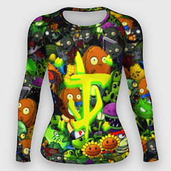 Женский рашгард Растения против зомби x Дум лого