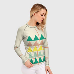 Рашгард женский Абстрактный лес - треугольники на светлом, цвет: 3D-принт — фото 2