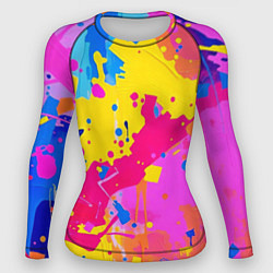 Рашгард женский Яркие пятна акриловой краски на стене, цвет: 3D-принт