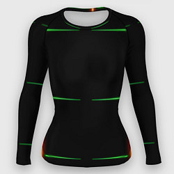 Рашгард женский Color black green orange stripes, цвет: 3D-принт