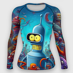 Рашгард женский Робот-сгибальщик Бендер среди монстров - нейроарт, цвет: 3D-принт