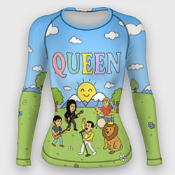 Рашгард женский Queen мультяшный стиль на поляне, цвет: 3D-принт
