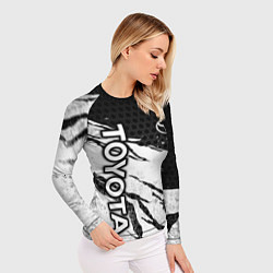 Рашгард женский Toyota - черный и белый, цвет: 3D-принт — фото 2