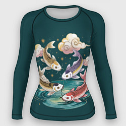 Рашгард женский Рыбы в облаках над прудом, цвет: 3D-принт