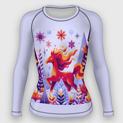 Рашгард женский Новогодняя лошадь, цвет: 3D-принт