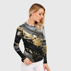 Рашгард женский Черный серый золотой мрамор, цвет: 3D-принт — фото 2