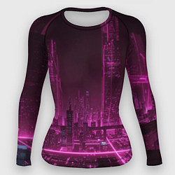 Рашгард женский Городской пейзаж неоновый киберпанк, цвет: 3D-принт